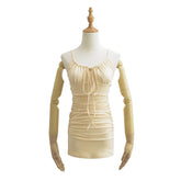 cute outfits fall Summer Low-Cut Sexy Lace-up Sling Dress Drawstring Pleated Hip Tight Waist Skirt